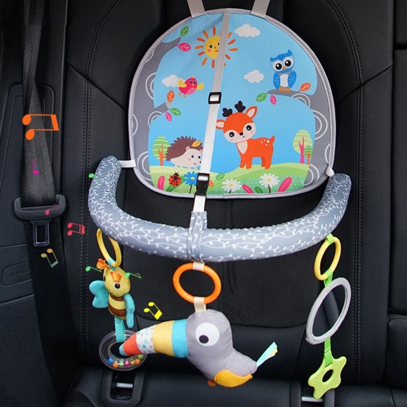 Baby Carseat Mirror Toy with Hanging Cartoon Rattles Toddler Car Mirror Toy  Infant Tummy-Time Rattle Crib Activity Toy - AliExpress