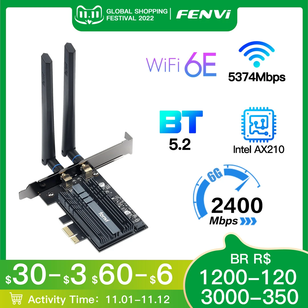Ubit Scheda WiFi Pc Fisso | Scheda di Rete WiFi PCIe Wireless | Fino a 5374Mbps con BT 5.2 | Tri-Banda(2.4G/5G/6G) 802.11AX Adattatore | Chip AX210, MU-Mimo, OFDMA, Latenza Ultra Bassa