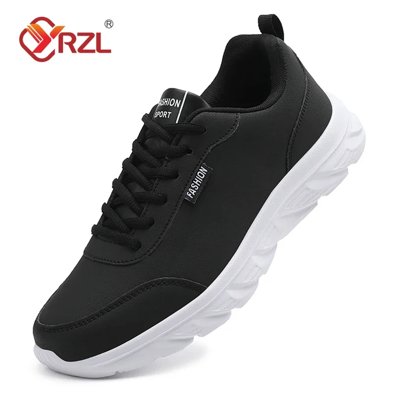 YRZL Men's Running Shoes Artificial Leather Waterproof Lightweight Non Slip Comfortable Sport Sneakers for Men Casual Walking 2