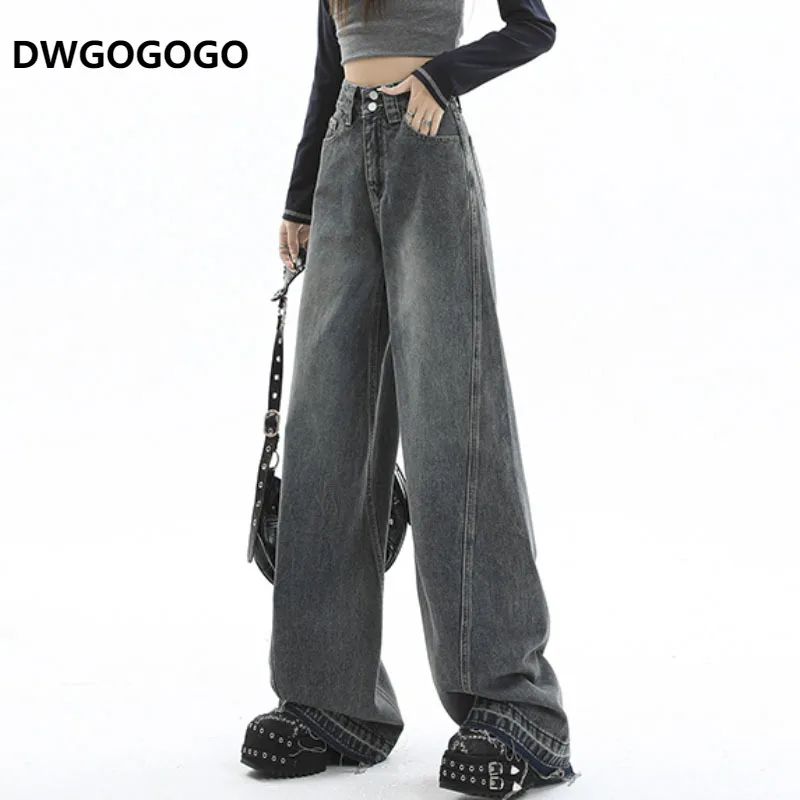 

Женские джинсы в стиле ретро, модная индивидуальная одежда, повседневные свободные джинсы с высокой талией, уличная одежда, мешковатые прямые брюки