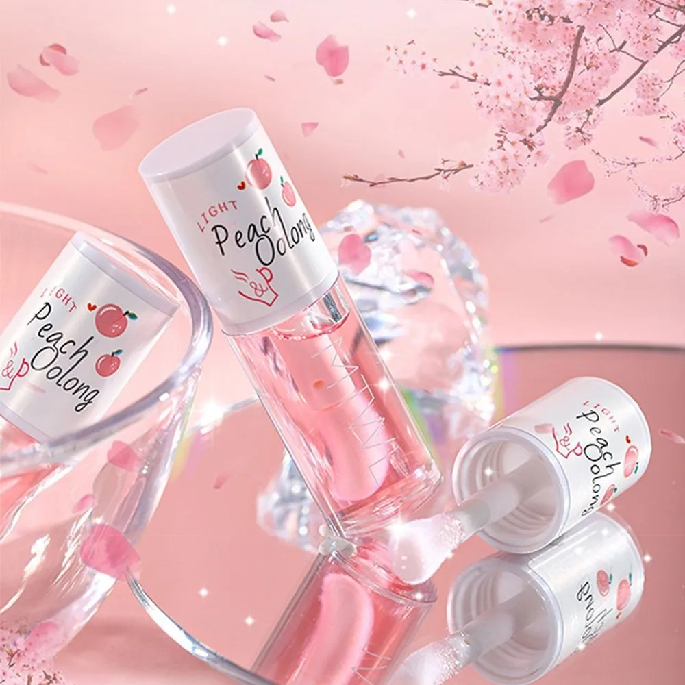 Peach Milk Honey Lip Essentia Oil Relieves Dry Moisturizing Lip Gloss Fades Lip Lines Water Light Lips Big Brush Head Cute 3