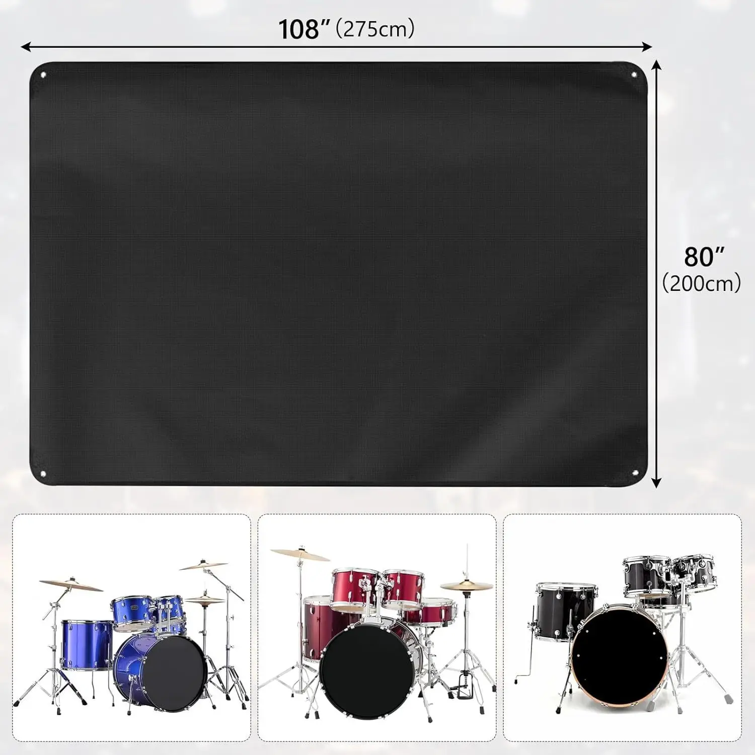 Oxford Cloth Drum Set Dust Cover Household Music Equipment Protective Cover Outdoor Drum Set Rain Proof Cover 275x200cm Speaker Cover