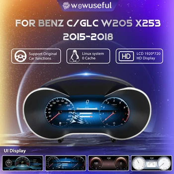 Panel de Instrumentos Digital LCD HD de 12.3'' 1920*720 para Mercedes Benz GLC C W205 S205 V205 X253 2015-2021 Ntg 4.5 5.0 5.5, Velocímetro Automático, Panel de Control 1