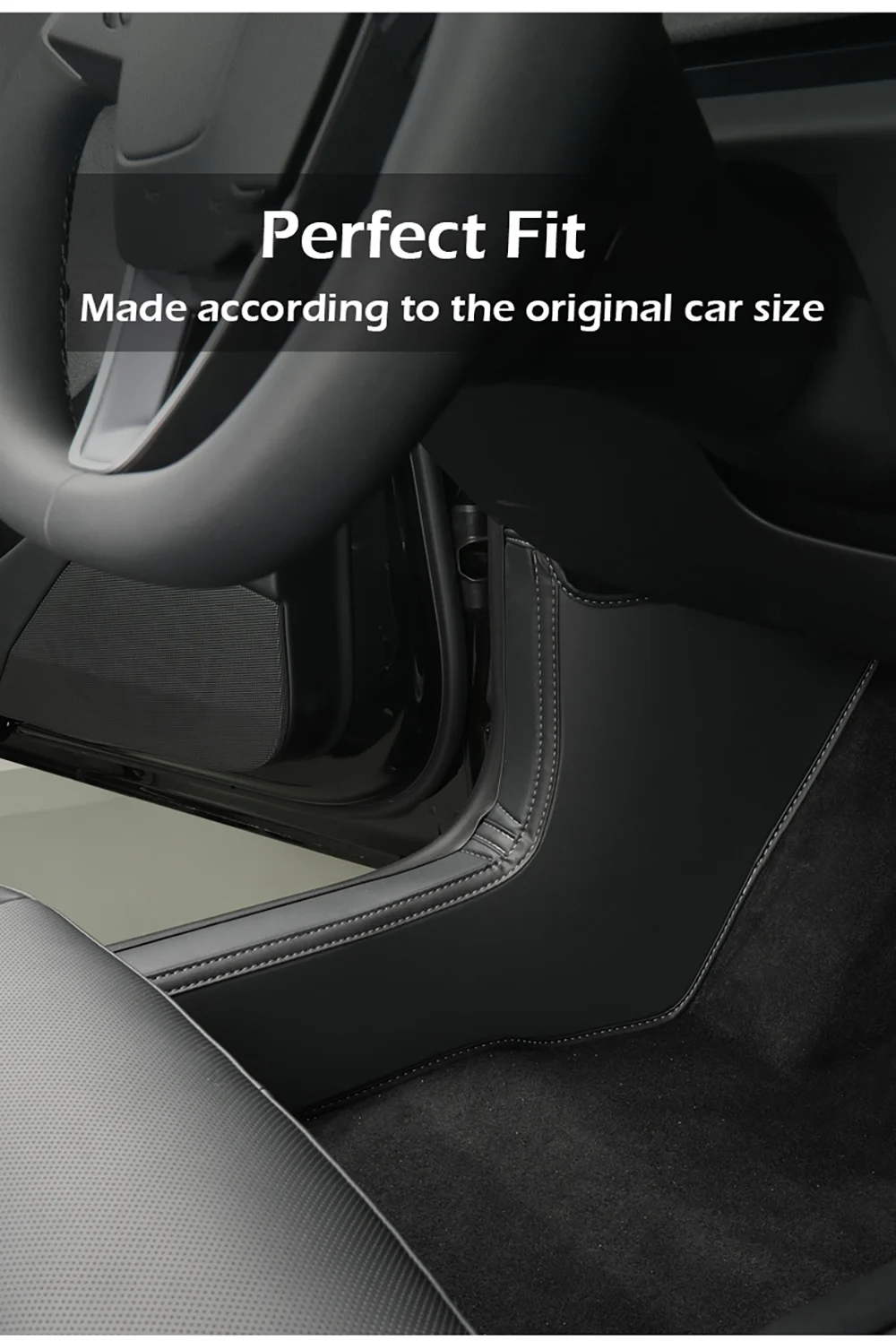 Für Tesla Modell 3, Highland Vorne Hinten Tür Sill Pad Willkommen Pedal Schwelle Streifen Mittelkonsole Seite PU Leder Zubehör – Detail 3