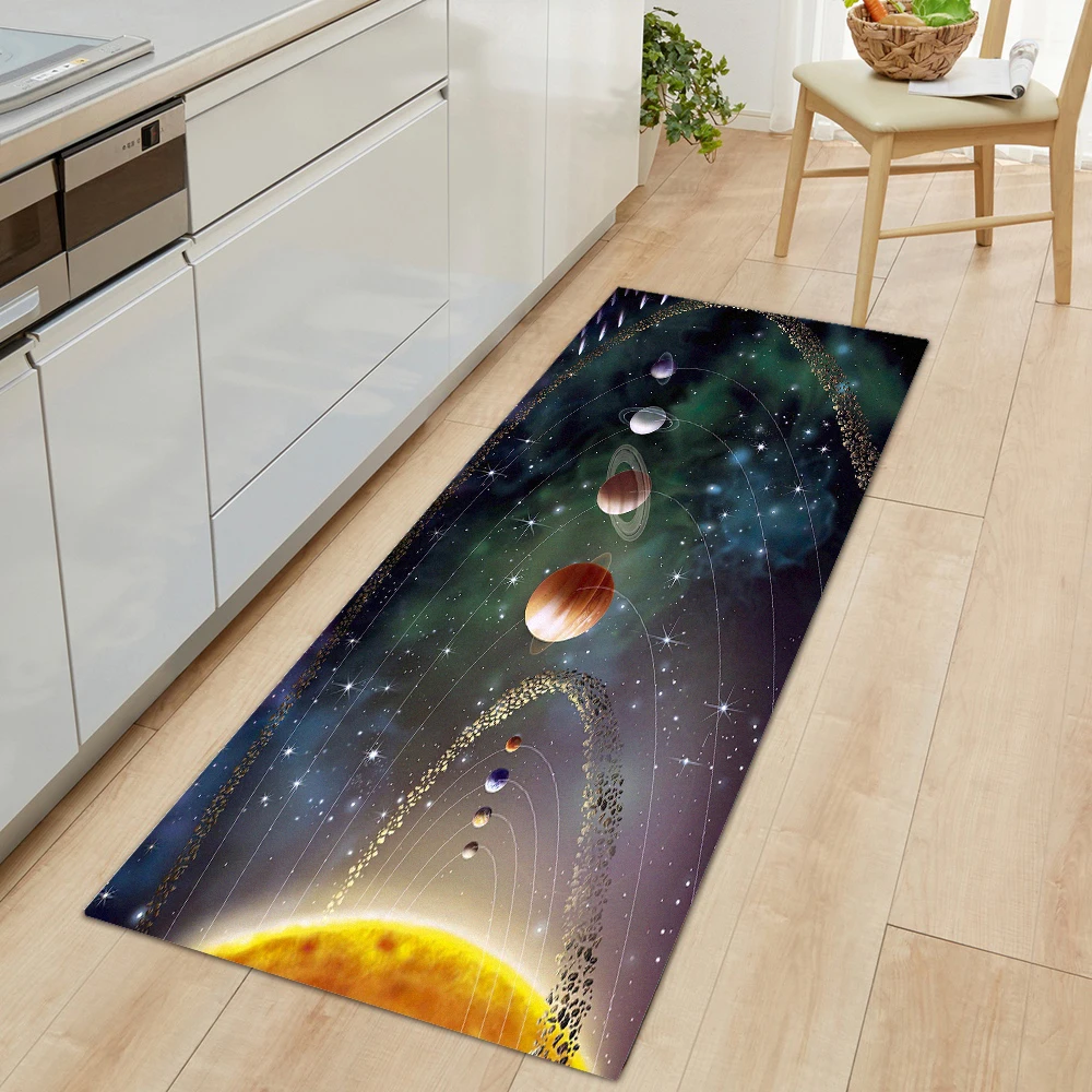 

Planet Space Kitchen Mat House Entrance Doormat Living Room Bedroom Hallway Decor Floor Carpet Bathroom Door Non-Slip Foot Rug