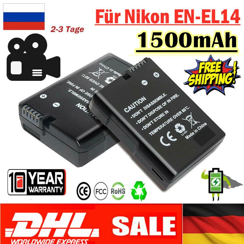 Batería EN EL14 Para Cámara Nikon D3100 P7000 D5100 P710, Batería De Repuesto Para Cámara Digital, 1480 MAh 7,4 V, Accesorios Para Cámara, Velocidad De Carga Más Rápida