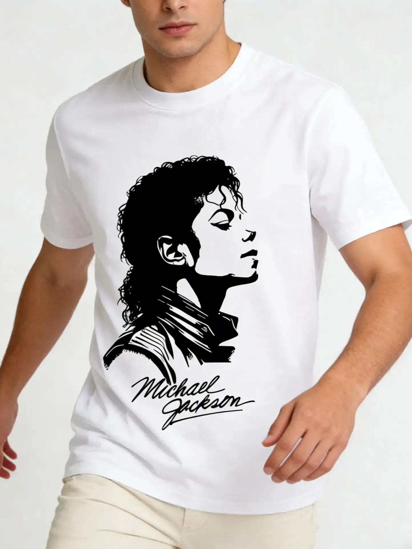 Black and white portrait Michael Jackson Men Women Summer Tshirt Kid Boy Gril Top Adults Children Parent Child Cotton T Shirt
