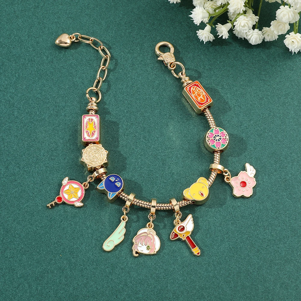 Japanese Anime Card Captor Sakura Charm Bracelet Cartoon Figure Metal Bangle Jewelry For Girl Kid Gift