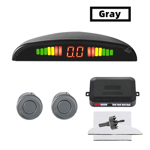 Hippcron Car Parking Sensor Kit 2 Sensors 22mm LED Screen Reverse Radar Sound Alert Indicator System 8 Colors best car alarm system Alarm Systems & Security