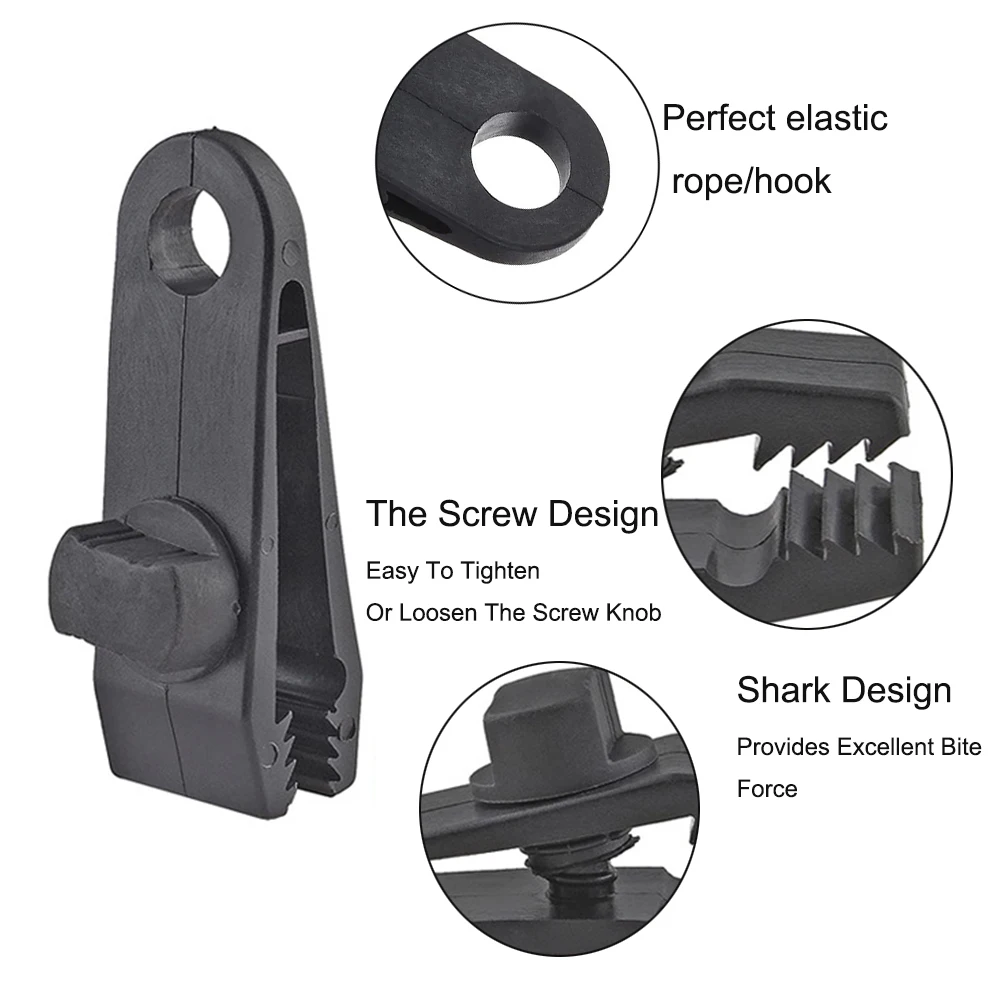 20PC Camping Tarp Clips Heavy Duty Lock Grip Tent Fasteners Pool Awning Bungee Cord Car Tighten Outdoor