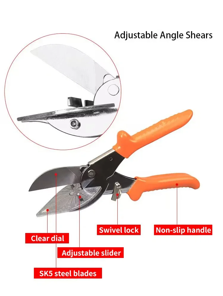 Multi-purpose Angle Scissors 45-135 Degree Wireway Multi-Angle Scissors Hardware Manual Wireway Scissors PVC Plastic Hand Tools 4