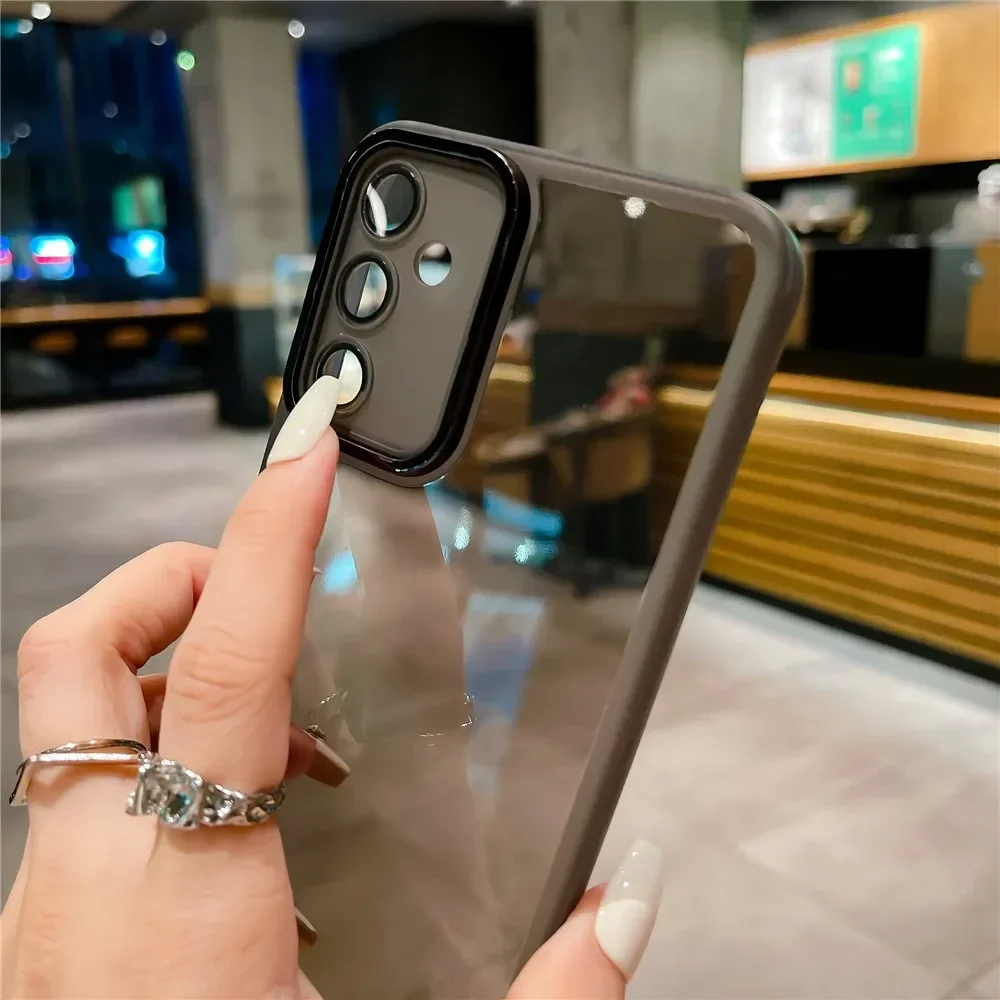 Phone Case For Samsung S23 Ultra S24 S21 FE S22 Plus M13 M33 M53 M14 M54 A55 Camera Protection Film Transparent Silicone_voghion.com