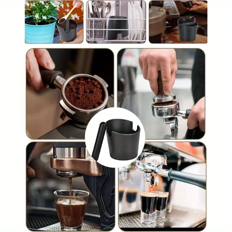 Premium Espresso Knock Box and Tamper Mat with Removable Bar Non-Slip Base and Silicone Mat for Easy Coffee Grounds Disposal