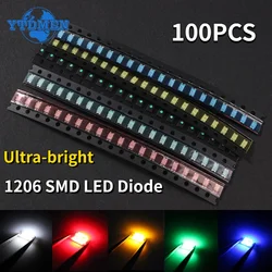 Multicolor 1206 SMD LED Light Diode Kit - 100 PCS (White-100pcs)