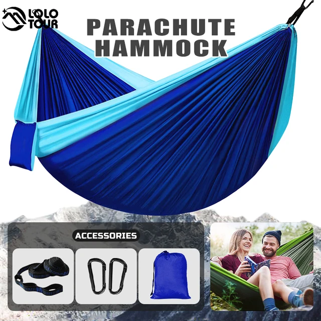 Outdoor Portable Camping Parachute Hammock Double 260x140cm Hammock Swing Hanging Chair for Garden Travel Holiday Survival Patio 1