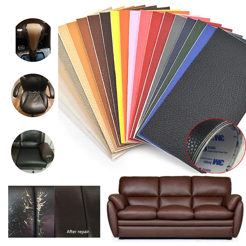1pcs 25x30cm Self Adhesive Leather Patches Repair Multicolor Pu Simulation Skin Back Fabric For