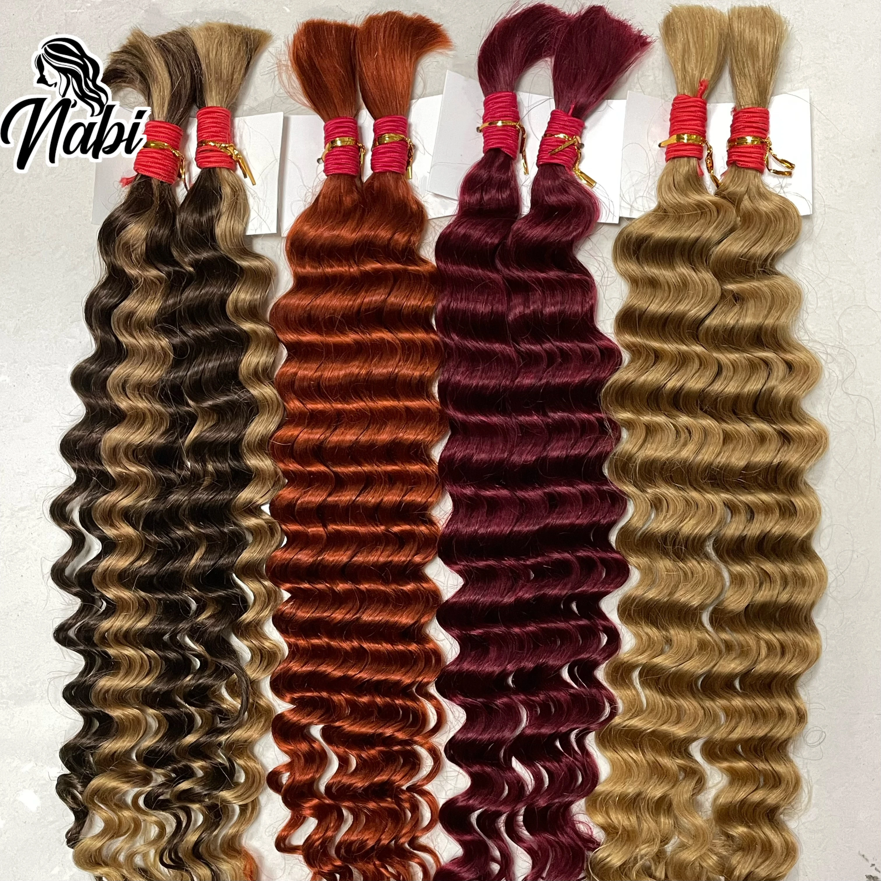 Human Hair Extensions Braiding Hair Extensions Human Braiding Hair Nabi Boho Braids Human Hair Bulk Hair 16-22 inch Deep Wave No Weft Brazilian Human Add in Locs for Goddess Braids