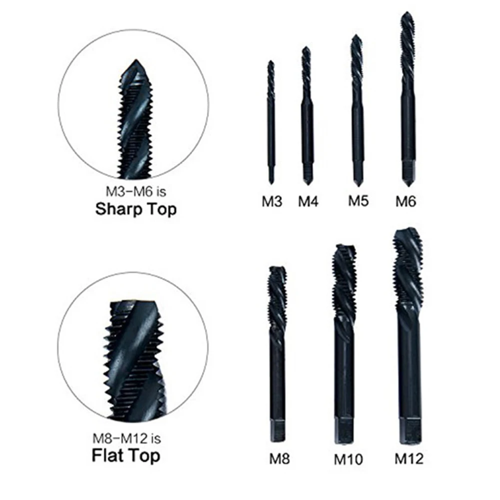 

HSS Machine Thread Metric Plug Tap Drill Bits M3/-M4/M5/M6/M8/M10/-M12 Nitriding Spiral Metric Plug Tap Thread Tap Hand Tools