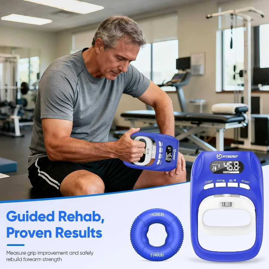 Grip Strength Tester Set with Hand Strengthening Tools – Track Progress, Build Strength & Support Hand Recovery (3-in-1 Kit)