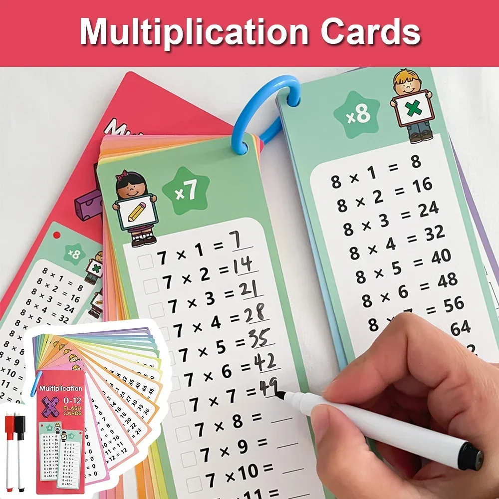 Math Addition Subtraction Multiplication Division Erasable Reusable Number Learning Cards Children's Math Teaching Aid 15Pcs/set
