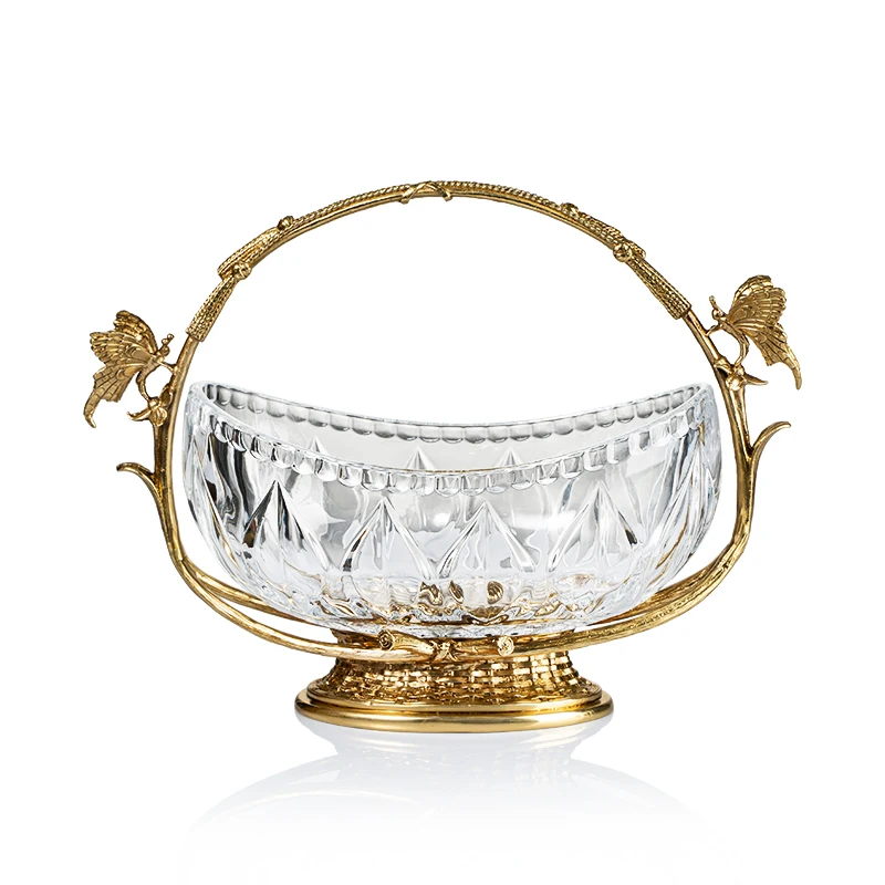 

Luxury brass glass fruit tray decorations, living room coffee table, fruit basket, fruit tray