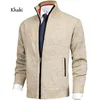 Autumn and Winter Men's Cardigan Sweater, European and American Fashionable Solid Color Large Standing Collar Knitted Jacket 6