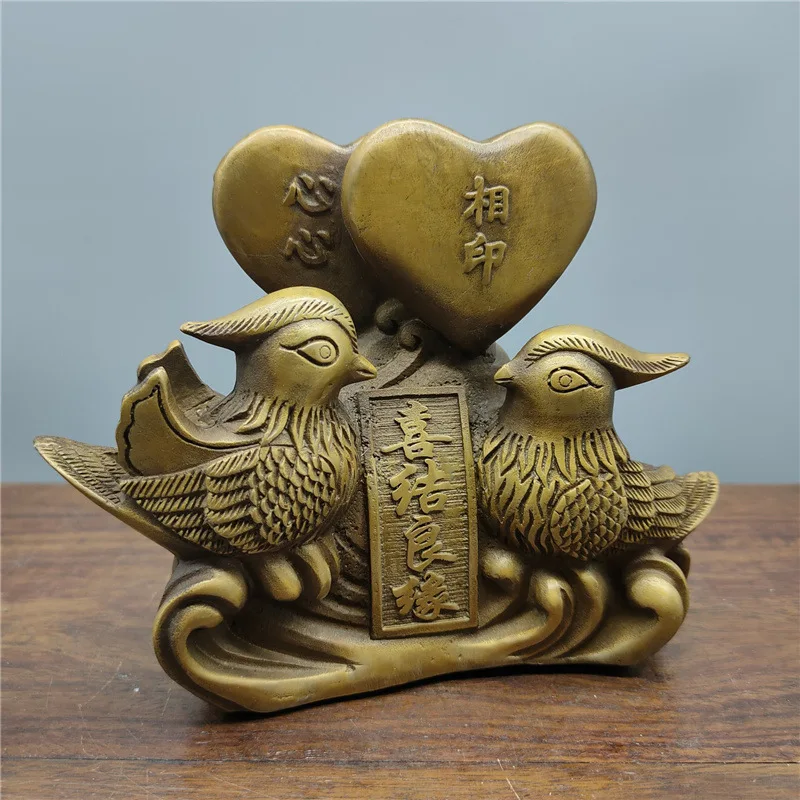 

Guyunzhai Antique Wholesale Brass Mandarin Ducks Playing In The Water Merry Matrimony Bronze Crafts Ornaments