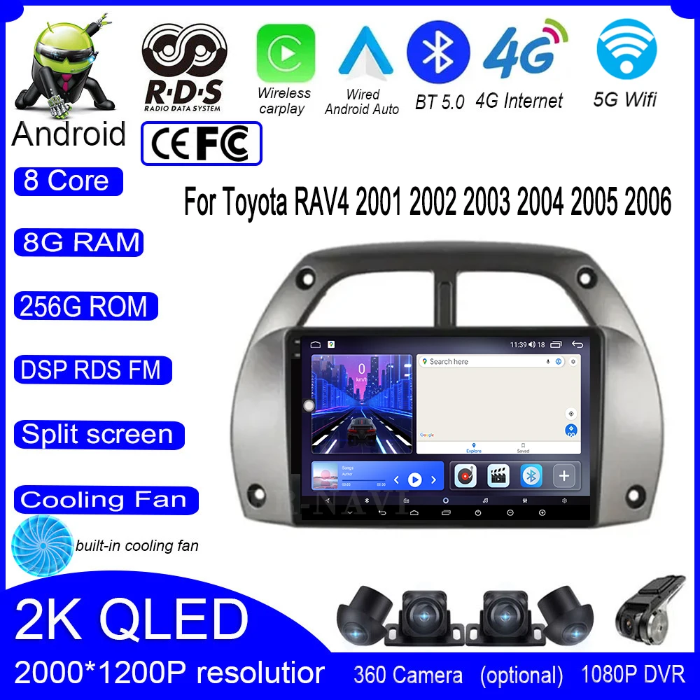 

Android 14 для Toyota RAV4 2001 2002 2003 2004 2005 2006 Автомагнитола для Carplay Радио Видео мультимедийная Навигация Аудио плеер Автомагнитола