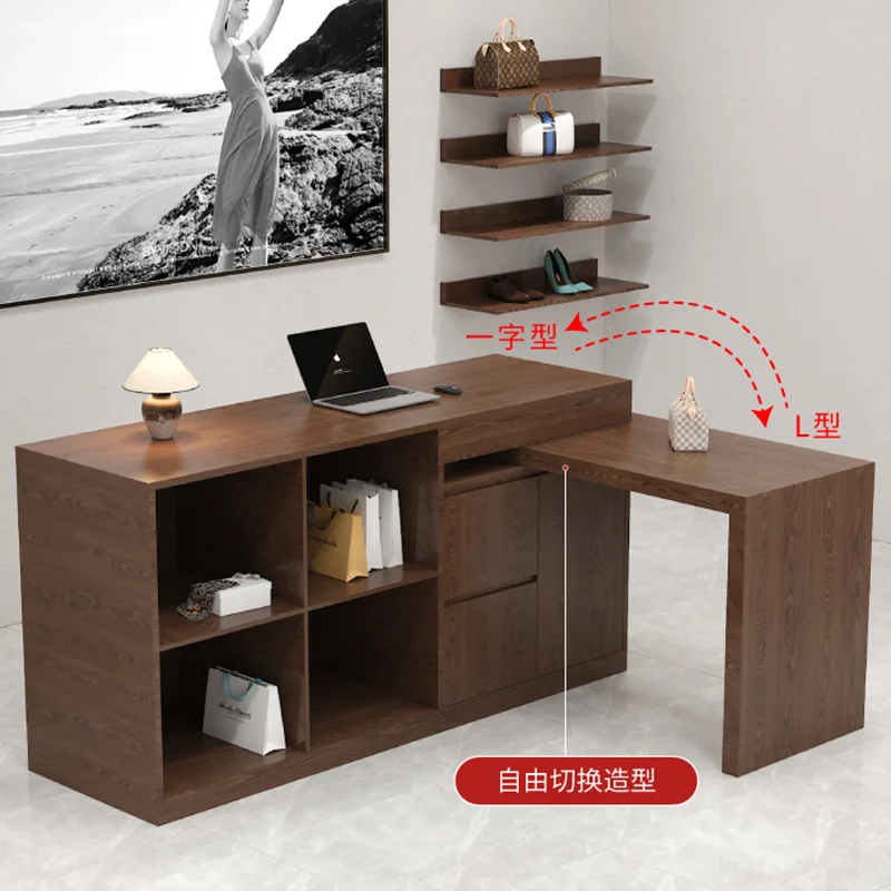 Wood Computer Reception Desks Shop Counter Elegant Cashier Reception Desks Shelves Standing Comptoir Magasin Workshop Furniture