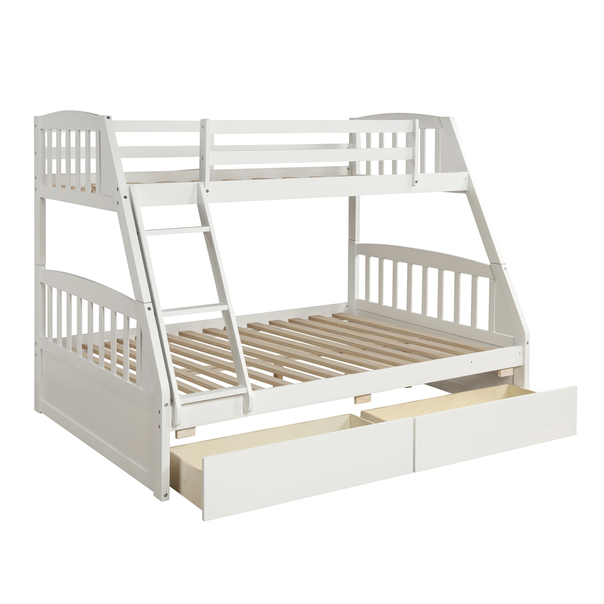 

Solid Wood Twin Over Full Bunk Bed with Two Storage Drawers, White