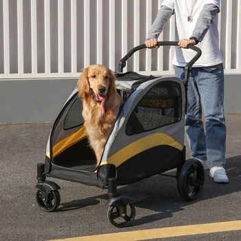 Dog Stroller Ultra-large 4 Wheels Pet Jogger Wagon Foldable Cart Travel Trolley Outdoor Animal Carrier Load Up To 55kg 1