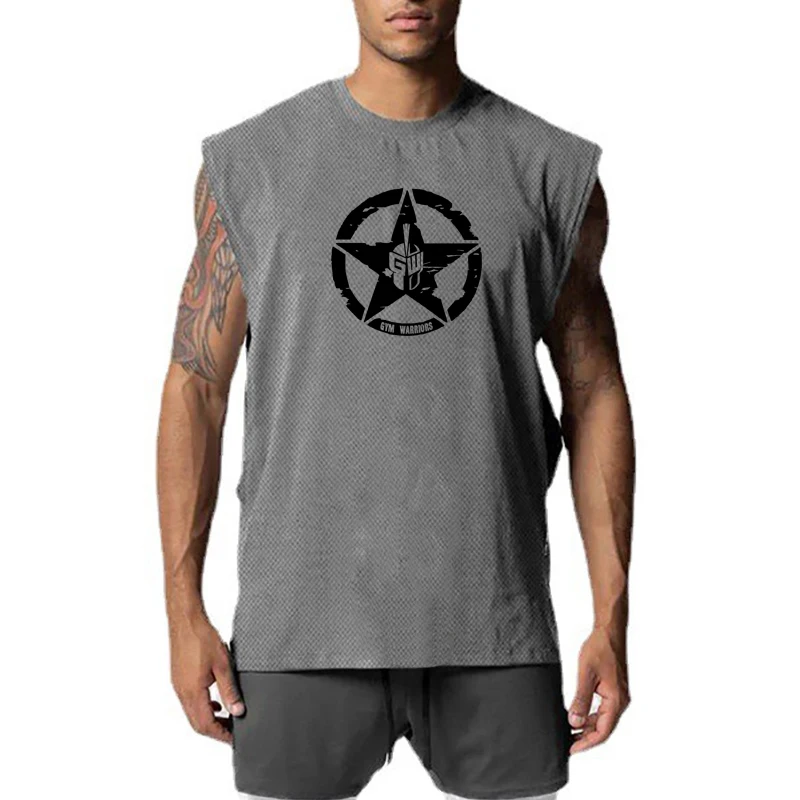 

Oversized Gym Clothing Men Bodybuilding and Fitness Tank Top Cut Off Vest Sportswear Undershirt Muscle Workout Singlets Shirt