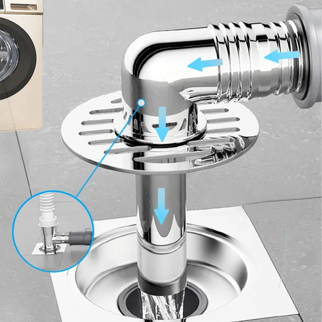 เครื่องซักผ้าท่อระบายน้ําท่อระบายน้ําชั้นซีล Connector ห้องน้ําท่อระบายน้ํา Anti Overflow ขั้วต่อพิเศษสแตนเลส 1