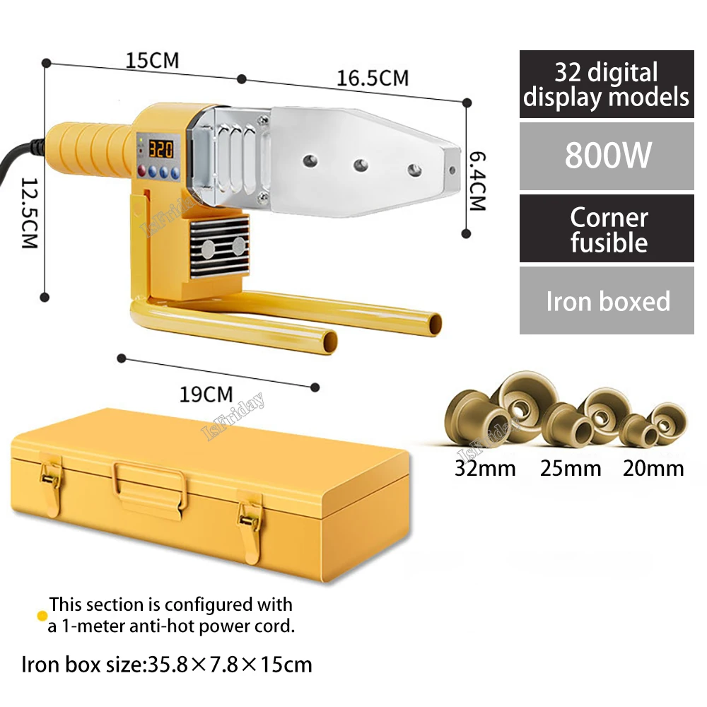 Ado Plastic Pipe Welding Tool Plastic Welder Kit Contains Welding Heads Of 6 Diameters Water Pipe Welding Machine Electric Heating Hot Melt Tools For Ppr Pe Tube 1000w 220v Eu Plug I.298602003