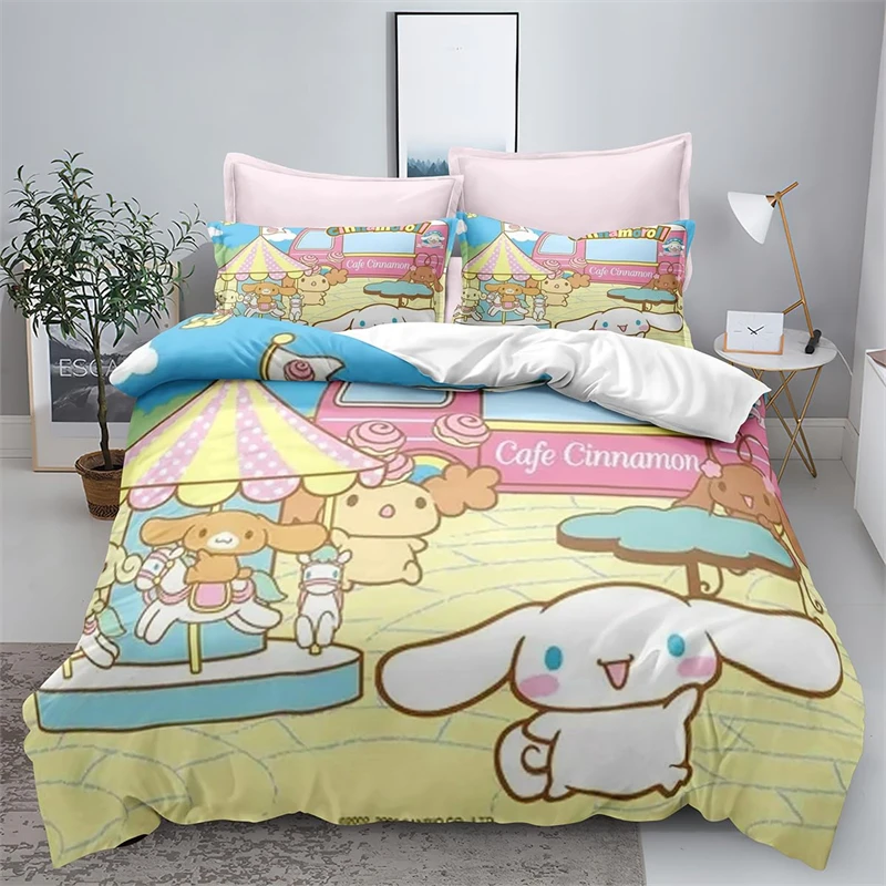 

2/3PCS Cinnamoroll Bedding Set Comforter Duvet Cover Set Twin Full Queen King Size Quilt Cover for Kids Teens Bedroom Decor