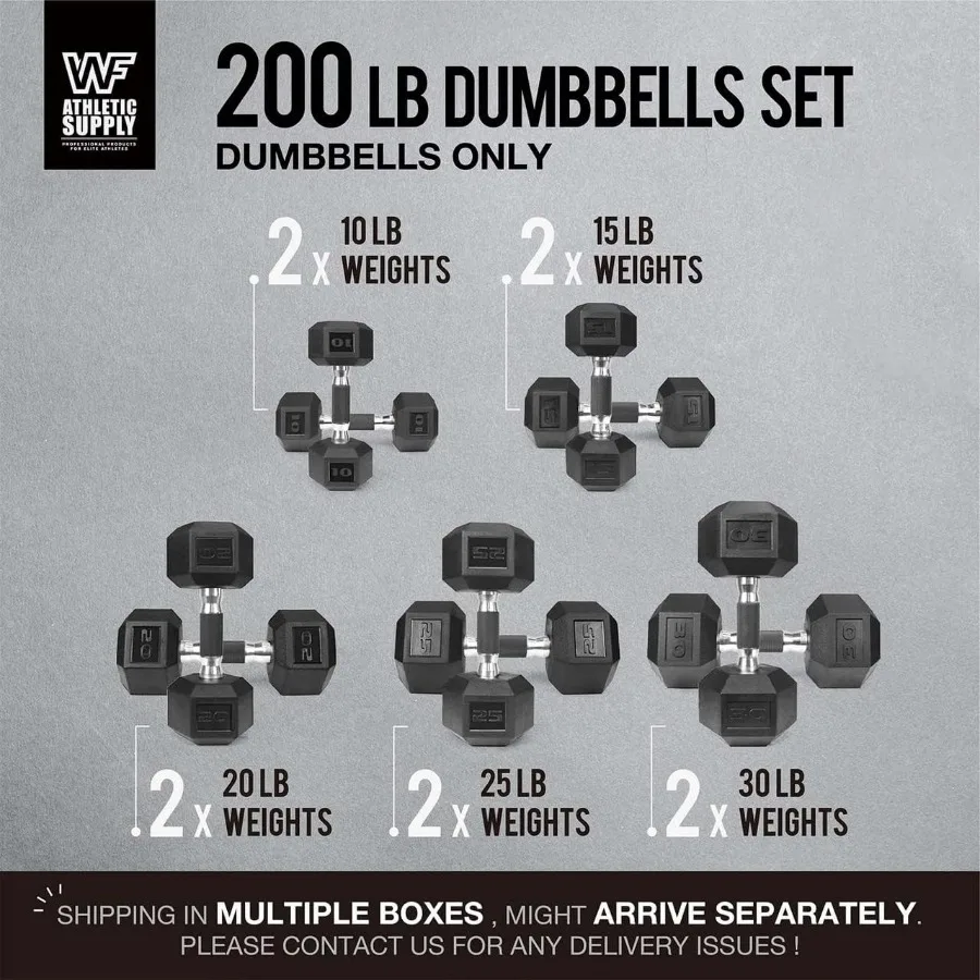 Rubber Encased Hex Dumbbells with Rubber Grip Contoured Handle for Muscle Toning, Strength Building & Full Body Workout