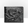 High Quality Genuine Leather Short Wallet 3D Dragon Style Card Wallet 2024 Vintage Bifold Small Purse for Man Male Gift Purses 1