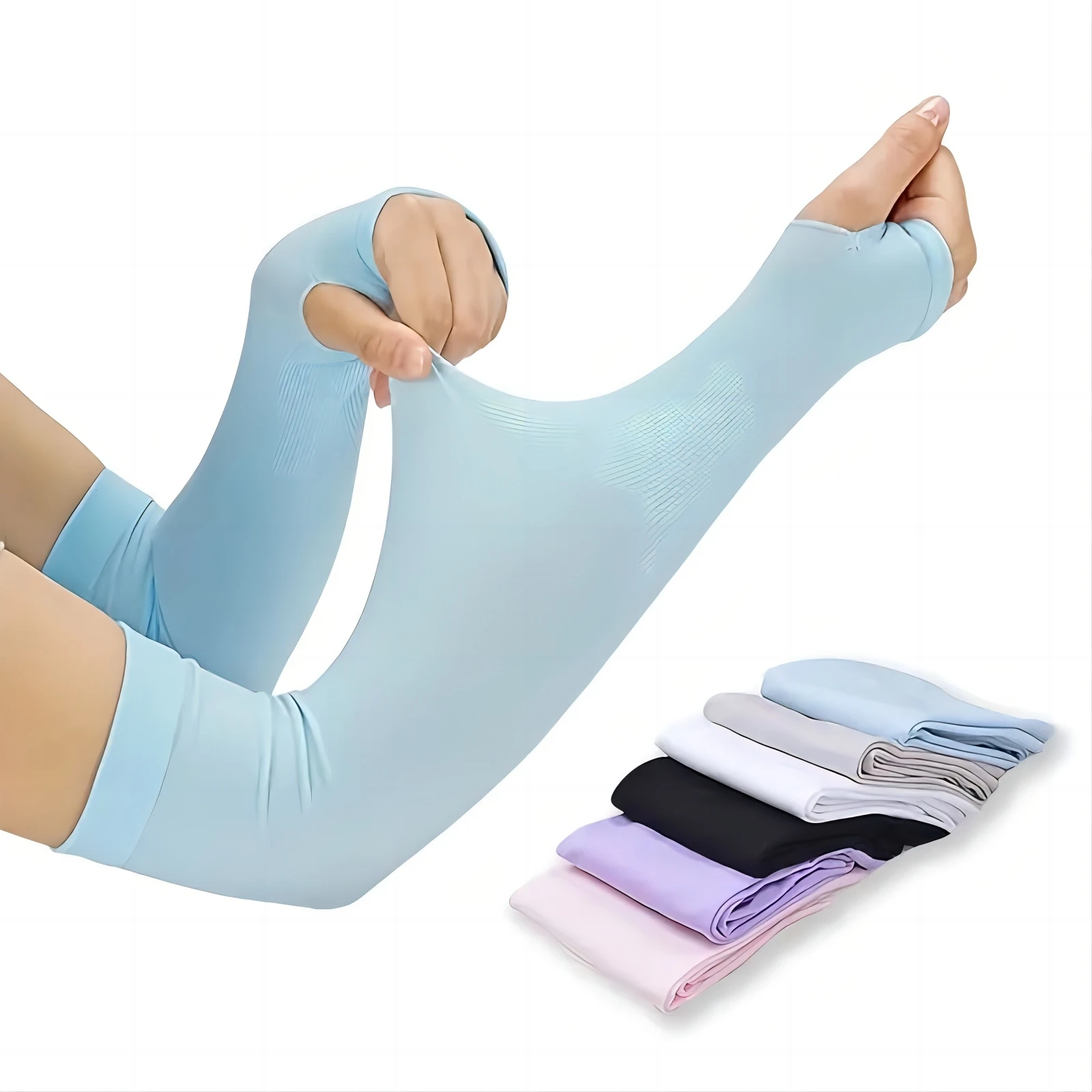 1 paire de housses de bras de Protection solaire en soie glacée, couvre-coude unisexe, cyclisme en plein air, course à pied, pêche, conduite, manches de bras Anti-UV fraîches 1