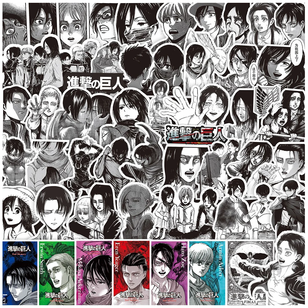 10-30-75PCS-Black-and-White-Attack-on-Titan-Stickers-Anime-Cartoon ...