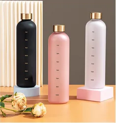 2023 Kitchen 1000ml Drinkware Water Bottles Gradient Space Fitness Sports Water Bottle Plastic man female Time Scale bottles Cup