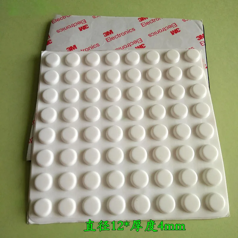 64Pcs 12*4Mm White Furniture Protection Shockproof Silicone Rubber Bumper Feet Pads Anti Slip Silicone Rubber Feed Pads