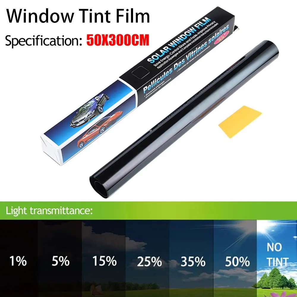 50x3m Black Car Window Tint Film Glass Sticker Sun Shade Window Tinting Solar UV Protection Foils Sticker Films for Windshield