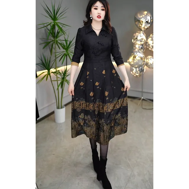 맘마롱 엄마옷 가을 꽃무늬 엘레강스 마담 카라넥 긴팔 블라우스