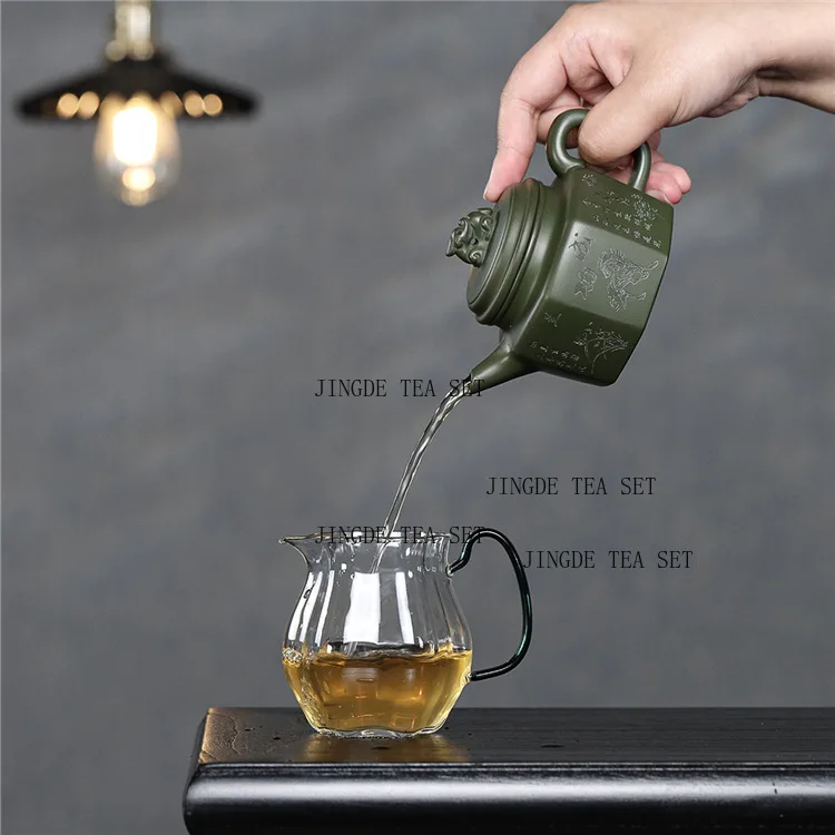240ml Yixing Purple Clay Filter Tea Infuser Chinese Zisha Teaware Handmade Green Mud Tea Pot Household Custom Beauty Teapot