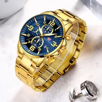 MINI FOCUS Royal Quartz Mens Watches Top Brand Luxury Waterproof Gold Waterproof Watch Stainless Steel Strap Luminous Hands 0278 2