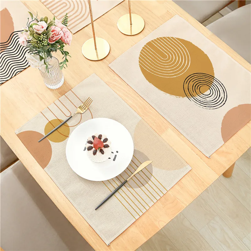 

High-Quality Brown Geometric Irregular Linen Placemat Meal Cushion 32x42cm For Dining Room Kitchen Living Room