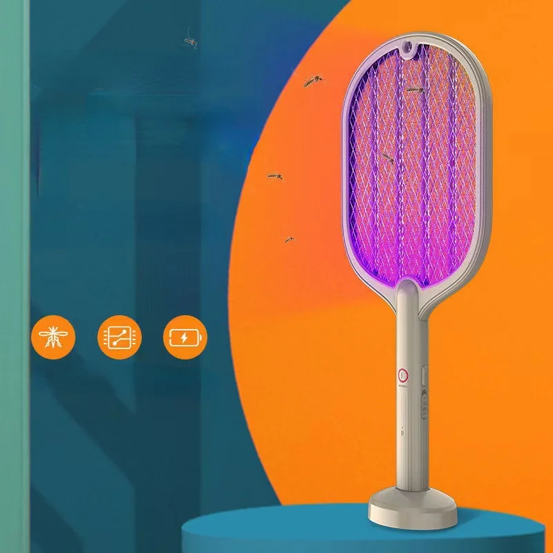 

Electric Shock 2in1 Purple Light Trap Mosquito Killer Flies Swatter USB Rechargeable Household Summer Bug Zapper Mosquito