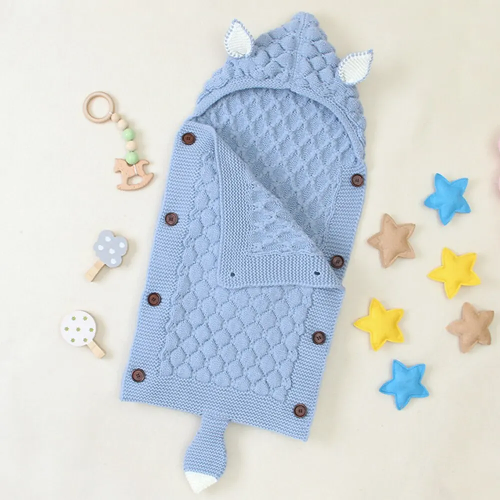 New Baby Winter Swaddle Wrap Blankets Knitted Toddler Infant Baby Swaddle Kids Warm Stroller Crib Envelope Newborn Blankets