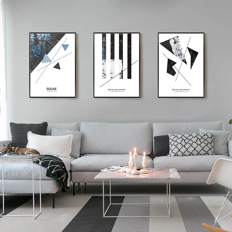 

Living room decorative painting modern simple triptych abstract canvas painting sofa background wall