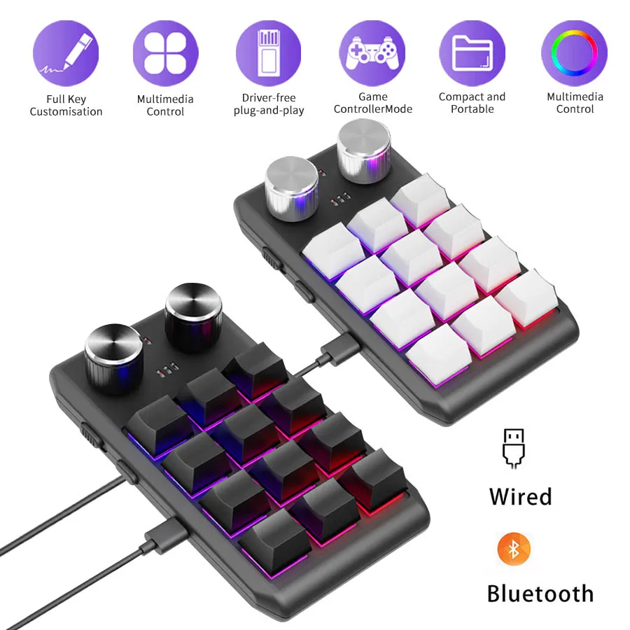 Enhanced RGB Mechanical Macro Keyboard with 12 Custom Keys and Dual Knobs for Creative and Gaming Tasks